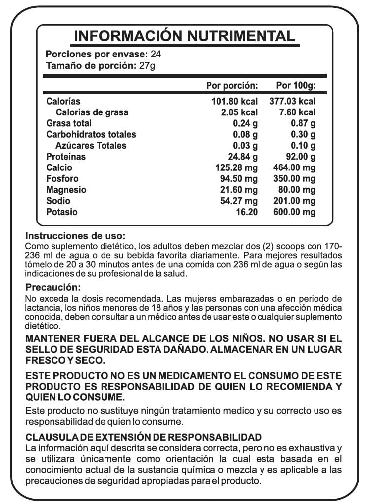 PROTEINA AISLADA DE SUERO DE LECHE 100% AVANZADA-VAINILLA/MÉXICO