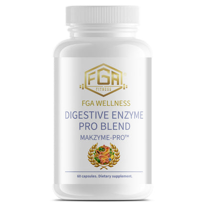 FGA Fitness Digestive Enzymes with Probiotics, Protease, Lipase, Lactase, Bromelain, 60 Veggie Capsules | Enzimas Digestivas