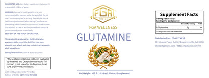 FGA Fitness L-Glutamine Powder, 5 g per Serving, Unflavored, 300 g, 60 Servings | Glutamina en Polvo