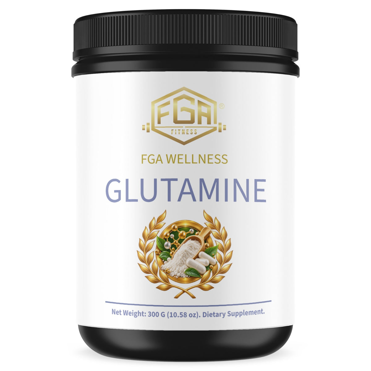 FGA Fitness L-Glutamine Powder, 5 g per Serving, Unflavored, 300 g, 60 Servings | Glutamina en Polvo