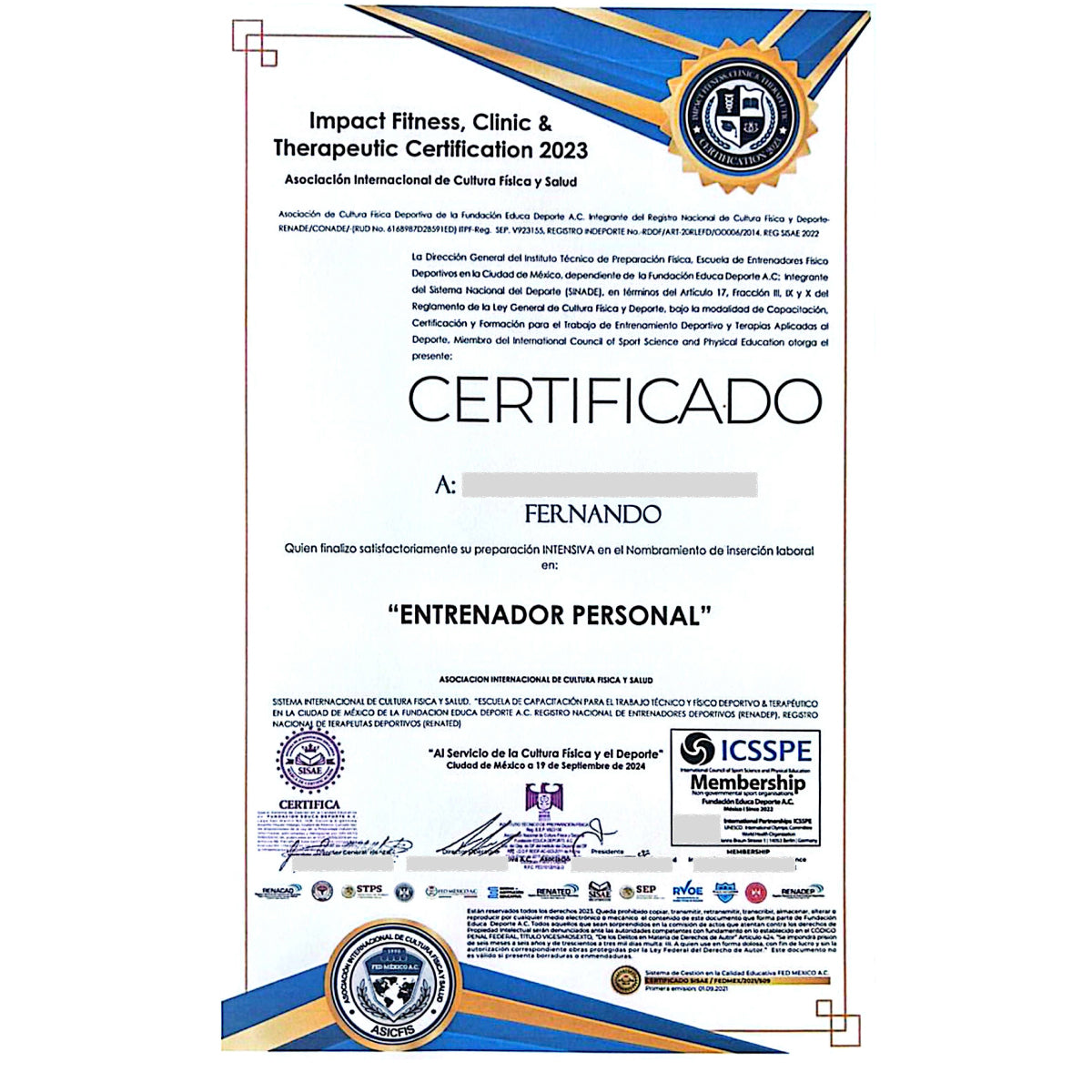 Certificación Nacional de Hipertrofia Muscular