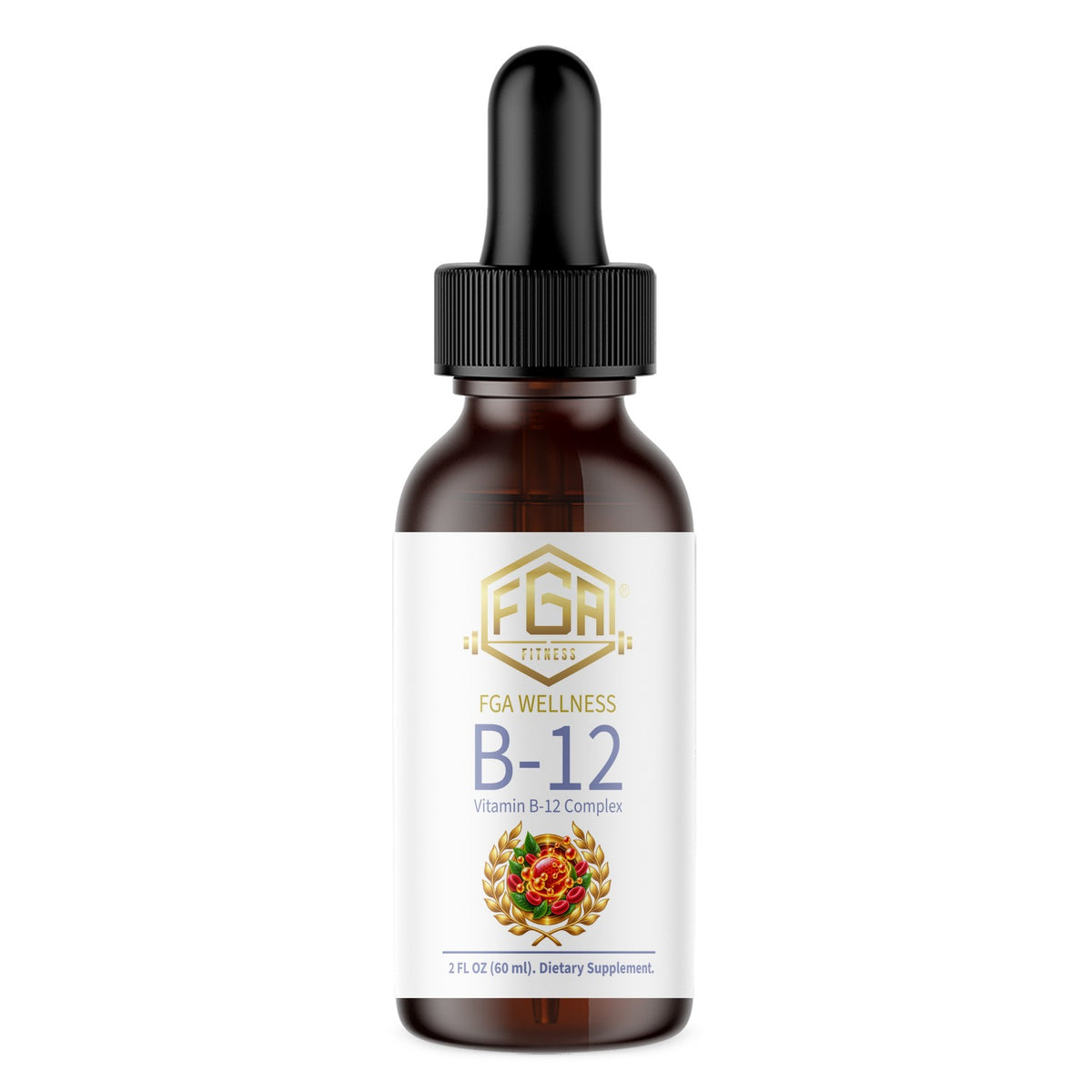 FGA Fitness B12 Drops 1200 mcg with B-Complex, Liquid Vitamin B12, Unflavored, 2 fl oz, 60 Servings | Gotas de Vitamina B12