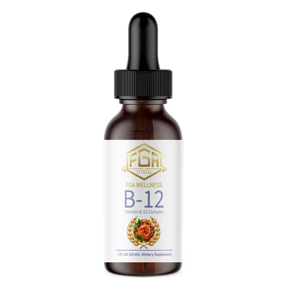 FGA Fitness B12 Drops 1200 mcg with B-Complex, Liquid Vitamin B12, Unflavored, 2 fl oz, 60 Servings | Gotas de Vitamina B12