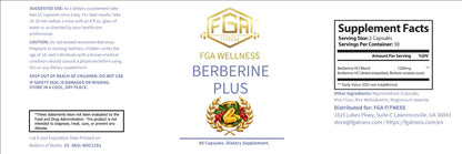 FGA Fitness Berberine Plus 1200 mg, Berberis Aristata Bark Extract, 60 Capsules, 30 Servings | Berberina